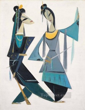 Lin Fengmian Painting - chinese opera series madame snake white old China ink